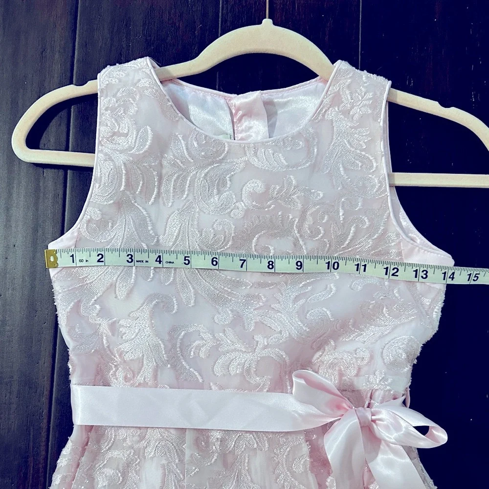 Monsoon dress party dress shimmery fabric, lined, belt & bow size 11